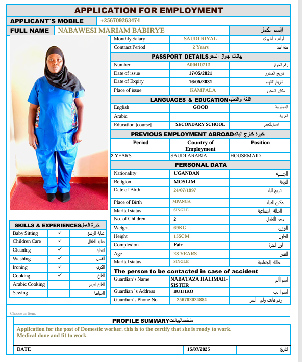 NABAWESI MARIAM BABIRYE